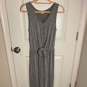 Tie-Waist Striped Jumpsuit